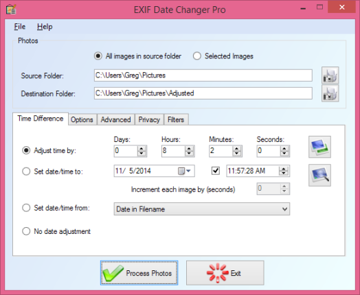 Exif date changer