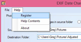 EXIF Date Changer Register