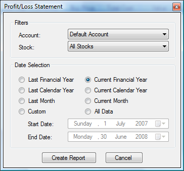 Report: Profit/Loss Statement